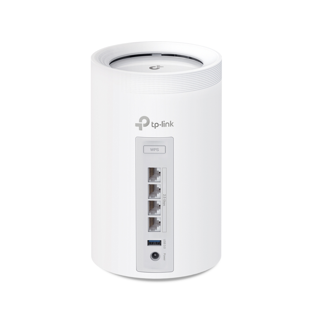 TP-Link Deco BE65 mesh-enhet sett forfra med nettverksporter