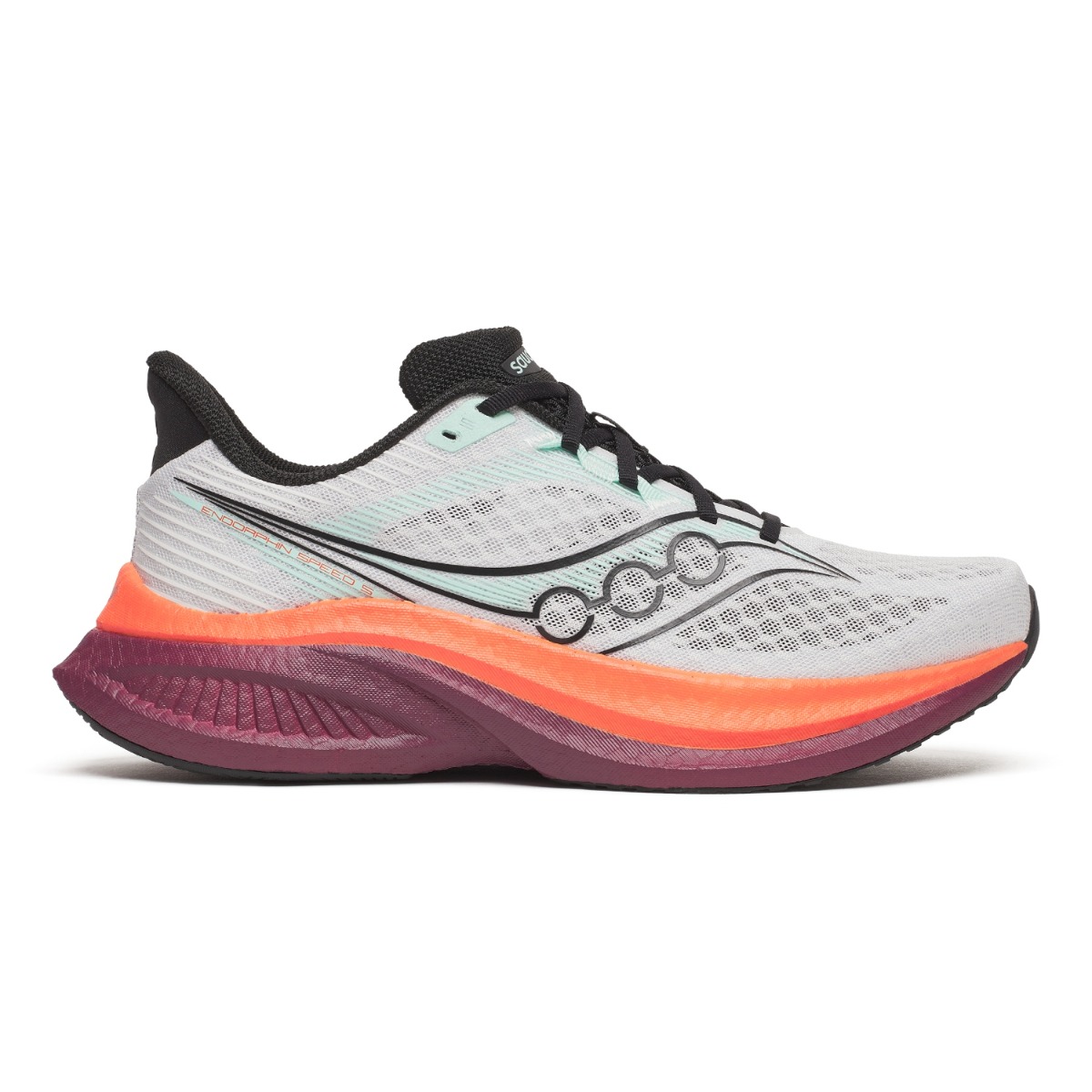 Saucony Endorphin Speed 5 løpesko i hvitt og oransje
