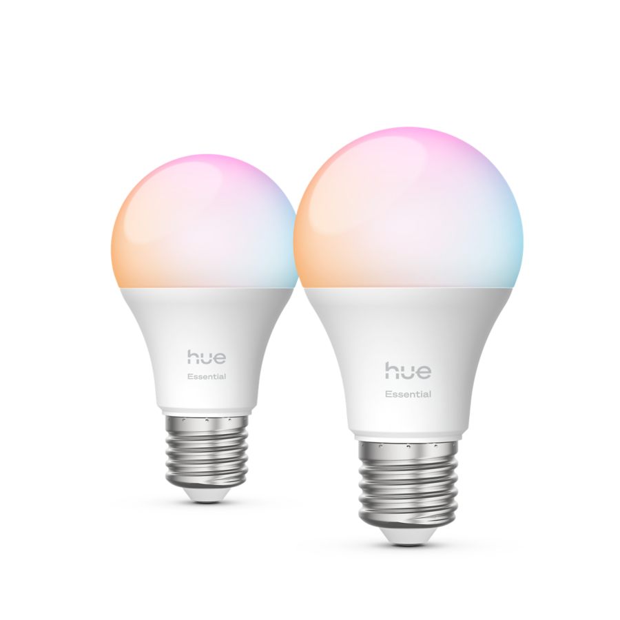 To Philips Hue Essential smarte lyspærer med E27-sokkel